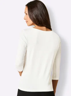 V-Shirt mit Spitze, Modal-Mix