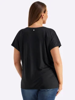 V-Shirt mit Strass-Detail