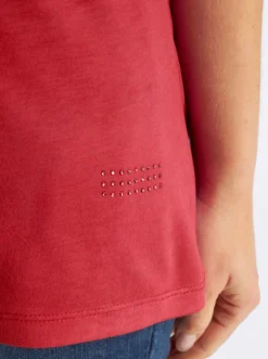V-Shirt mit Strass-Detail