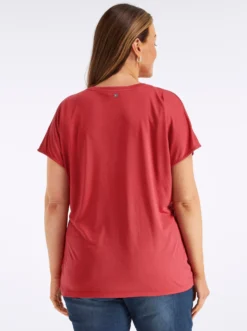 V-Shirt mit Strass-Detail