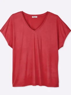 V-Shirt mit Strass-Detail
