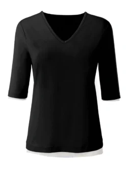 V-Shirt mit V-Ausschnitt, pflegeleicht