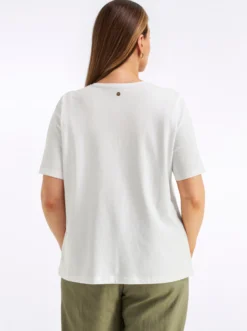 V-Shirt mit Wordingprint und Pailletten