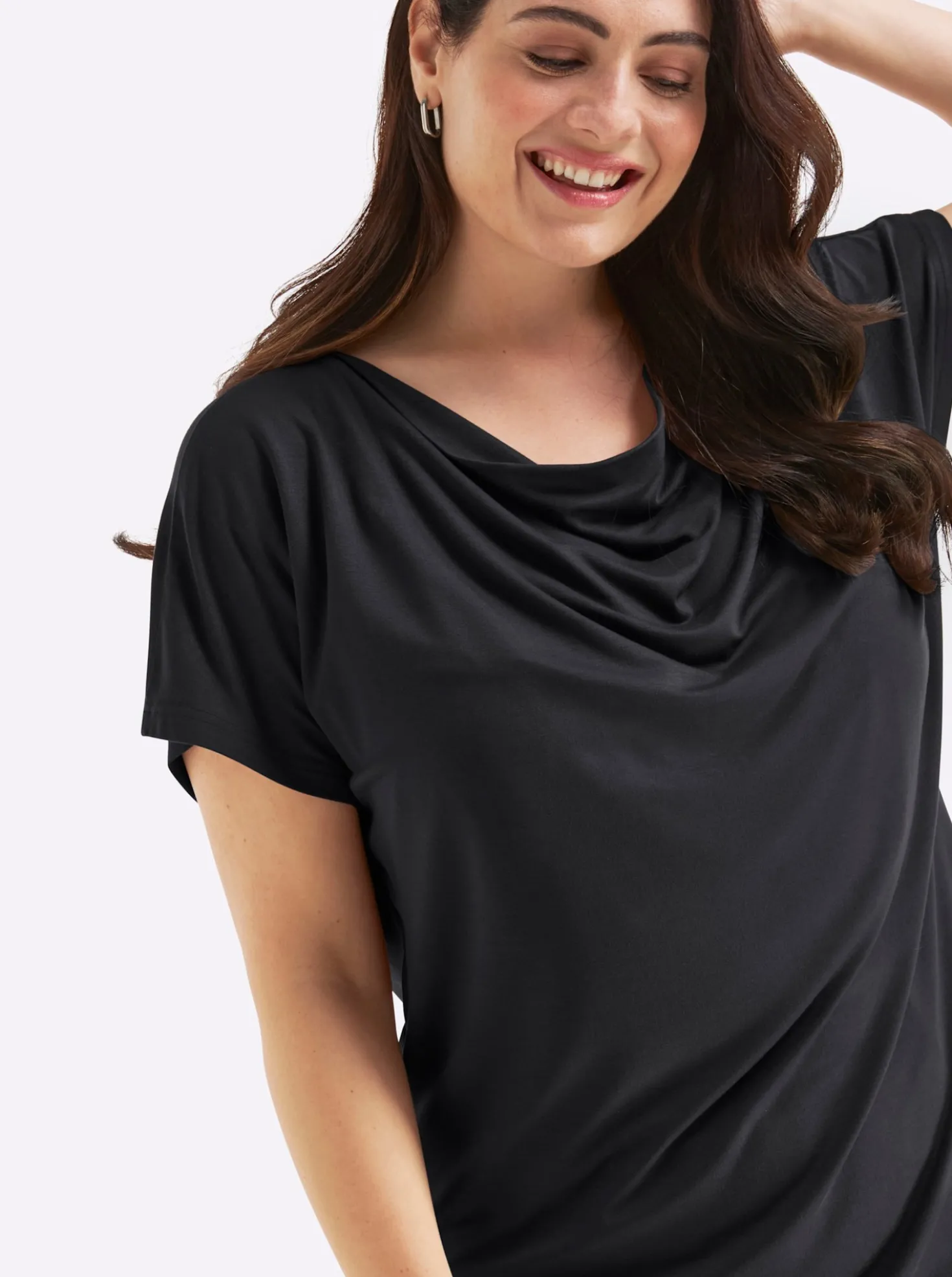Wasserfallshirt mit überschnittenen Ärmeln