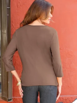 Wasserfallshirt mit 3/4-langen Ärmeln