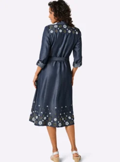 Webkleid mit Blüten-Stickerei