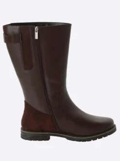 Weitschaftstiefel aus Rinds- und Veloursleder