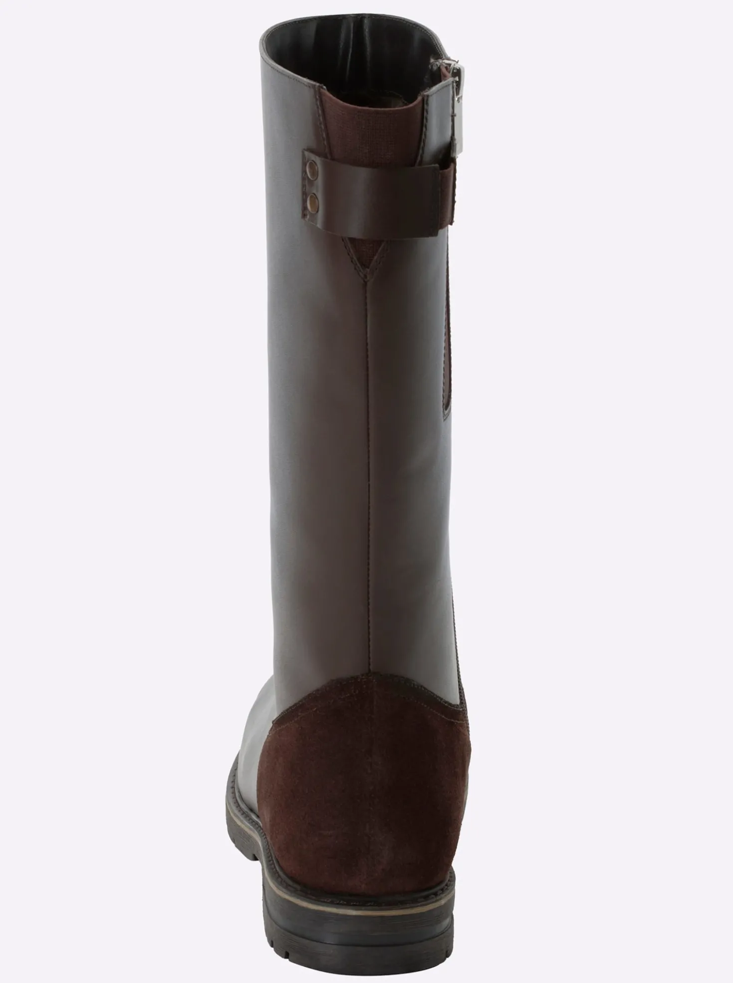 Weitschaftstiefel aus Rinds- und Veloursleder