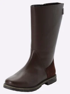 Weitschaftstiefel aus Rinds- und Veloursleder