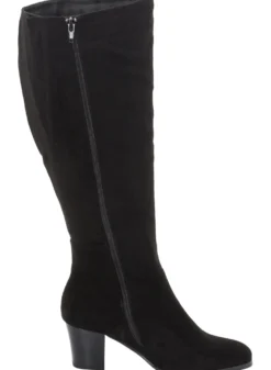 Weitschaftstiefel aus Velours-Lederimitat