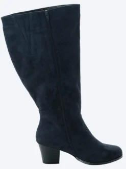 Weitschaftstiefel aus Velours-Lederimitat