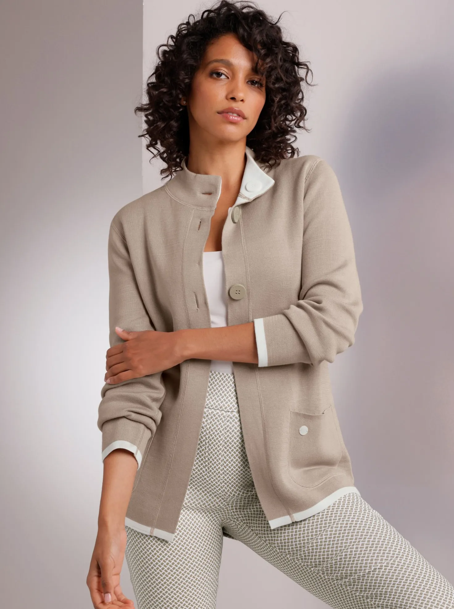 Wendejacke aus Jacquard-Feinstrick