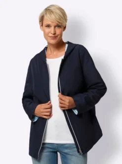 Wendejacke mit einfarbiger und bedruckter Seite