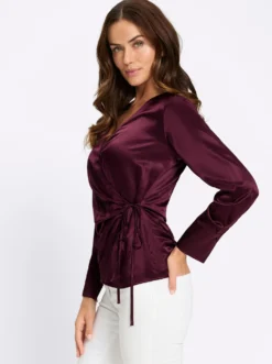 Wickelbluse im Seide-Viskose-Mix