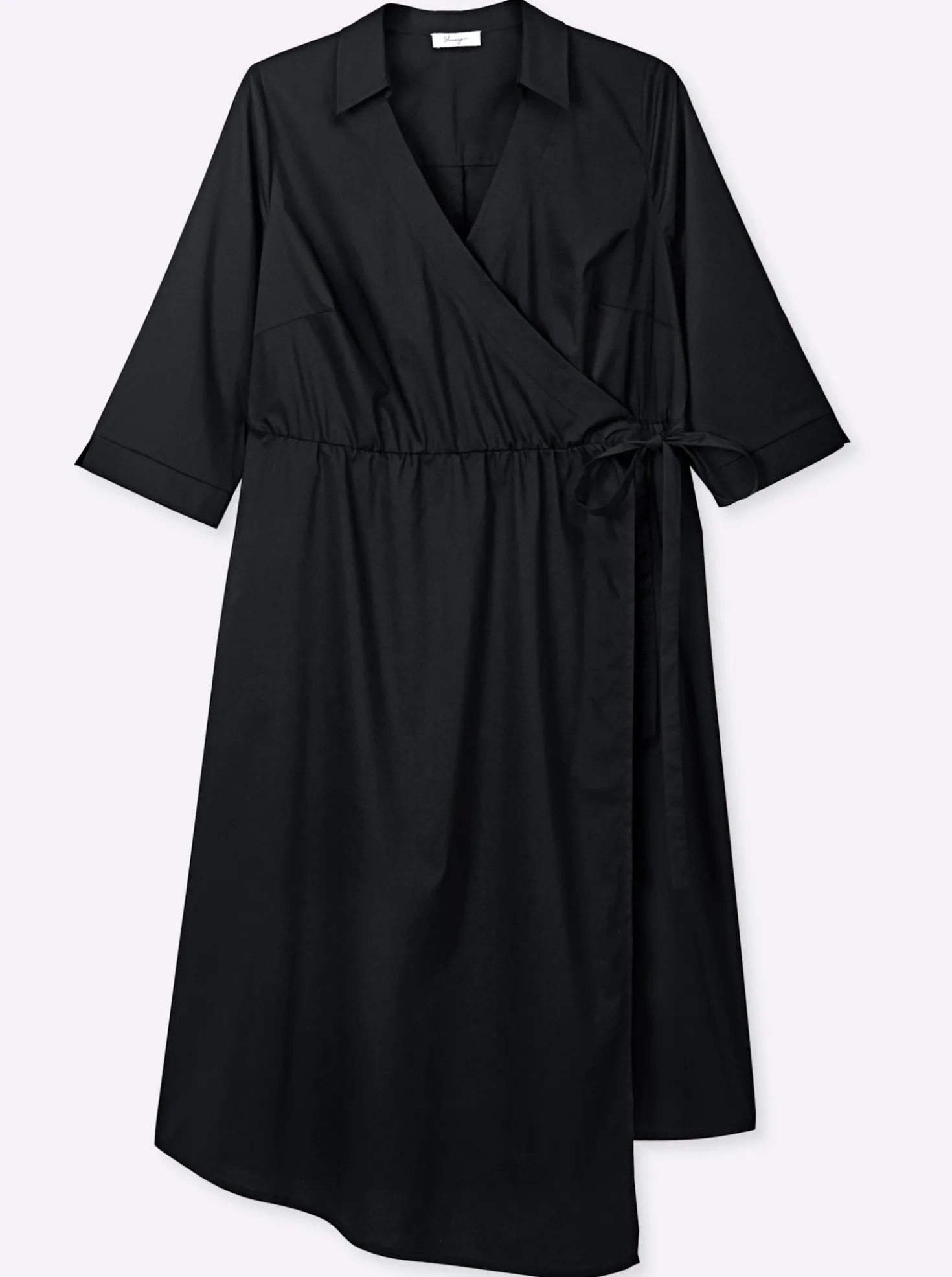 Wickelkleid mit asymmetrischem Saum