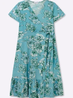 Wickelkleid mit Volant am Saum