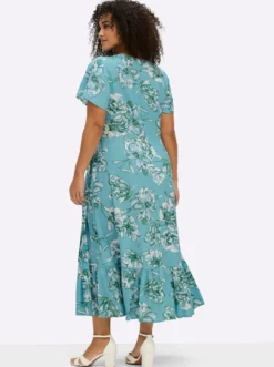 Wickelkleid mit Volant am Saum