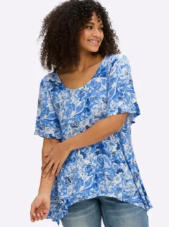 Zipfelshirt mit floralem Print